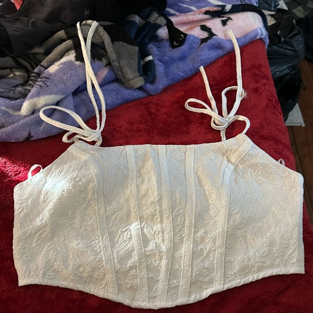 white corset with zip up back